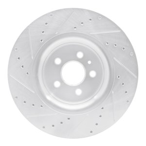 Ford Fusion Brake Rotor (1) - Front Right - R1 Concepts - Drilled & Slotted - Silver - `15-`21